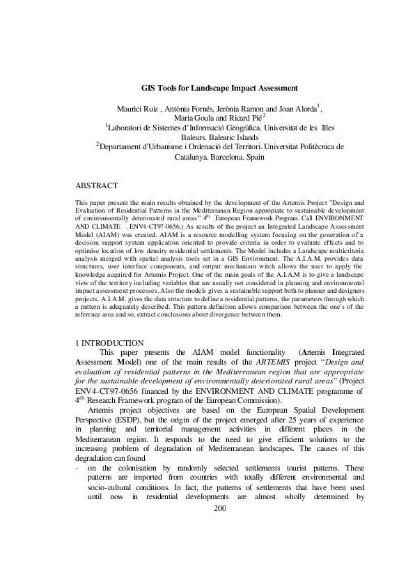 (PDF) GIS Tools for Landscape Impact Assessment