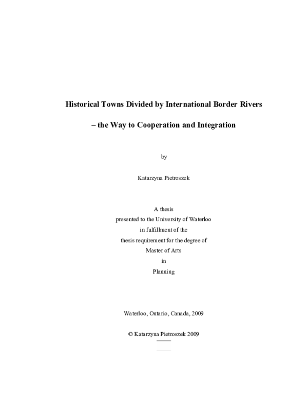 (PDF) Historical Towns Divided by International Border Rivers the Way ...