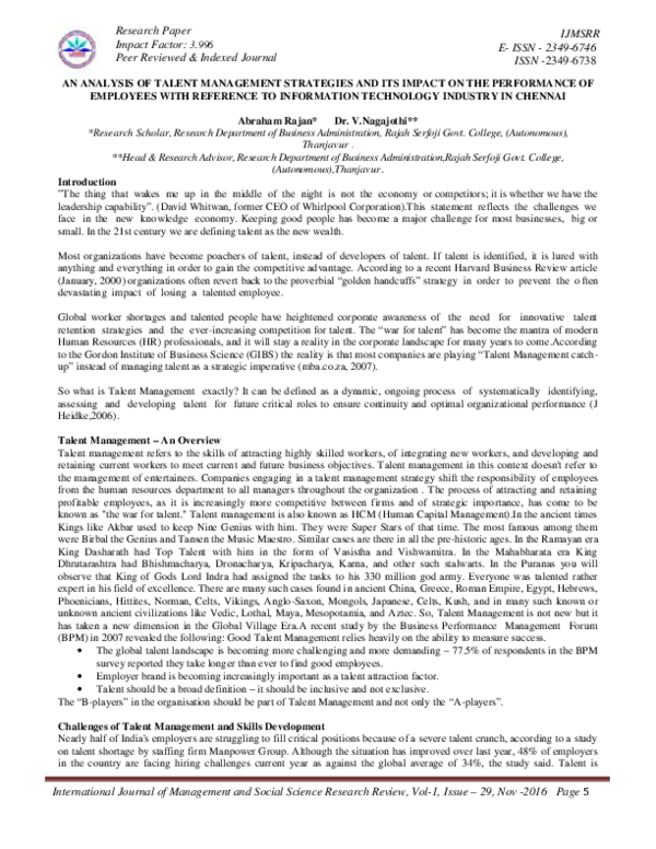 (PDF) AN ANALYSIS OF TALENT MANAGEMENT STRATEGIES AND ITS IMPACT ON THE ...