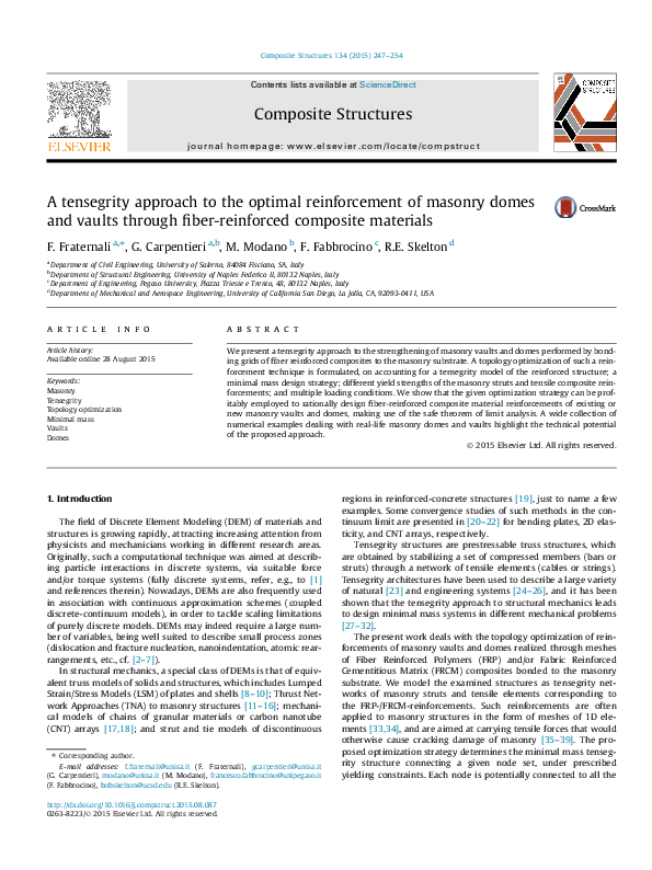 (PDF) A tensegrity approach to the optimal reinforcement of masonry ...