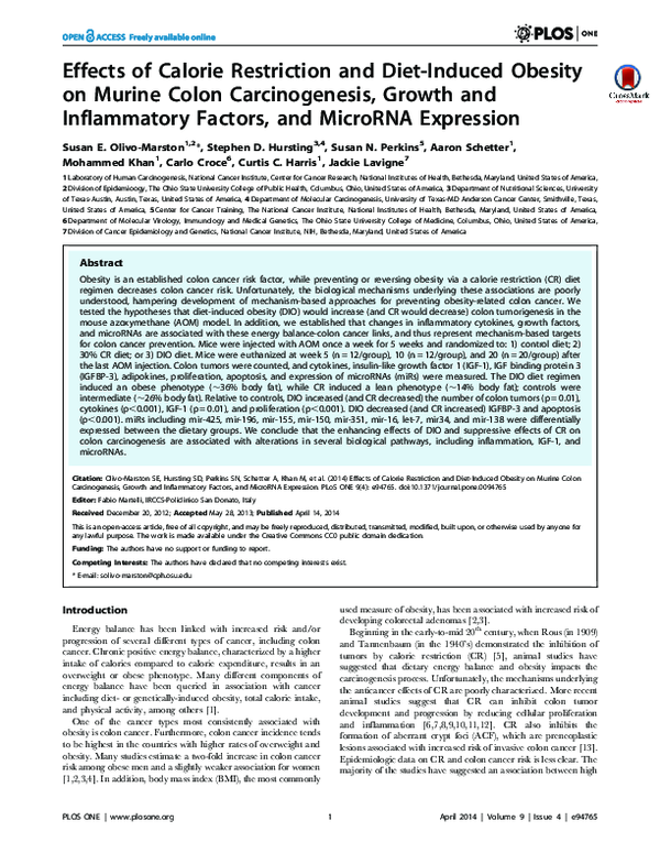 (PDF) Effects of Calorie Restriction and Diet-Induced Obesity on Murine ...