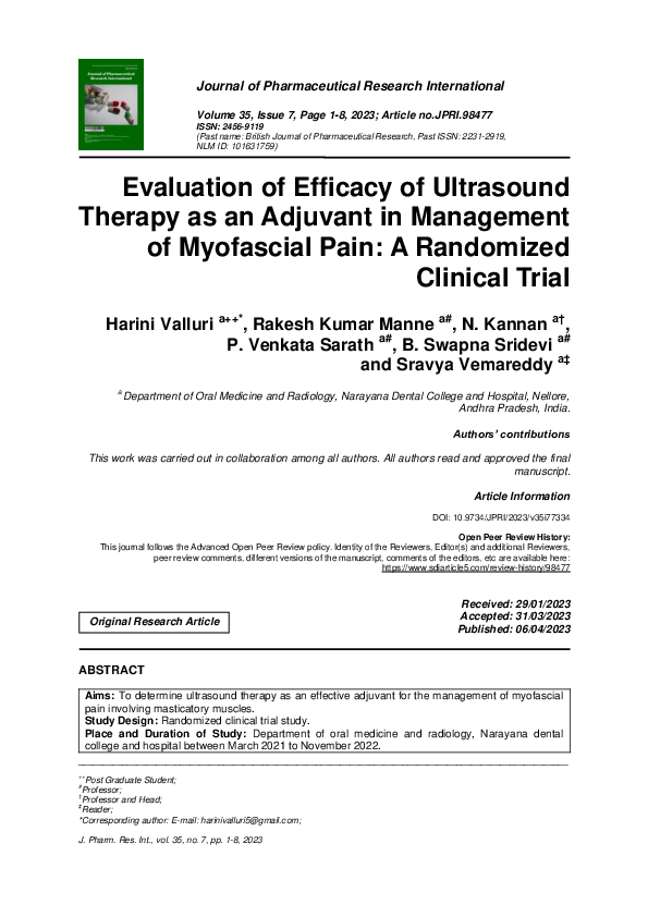 (PDF) Evaluation of Efficacy of Ultrasound Therapy as an Adjuvant in ...