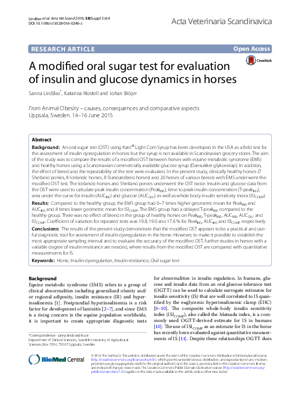 (PDF) A modified oral sugar test for evaluation of insulin and glucose ...