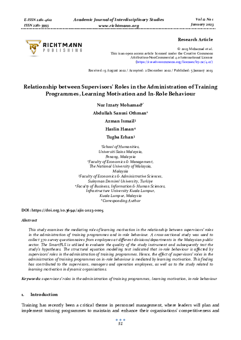 (PDF) Relationship between Supervisors’ Roles in the Administration of ...