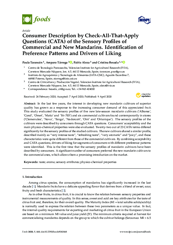 (PDF) Consumer Description by Check-All-That-Apply Questions (CATA) of ...