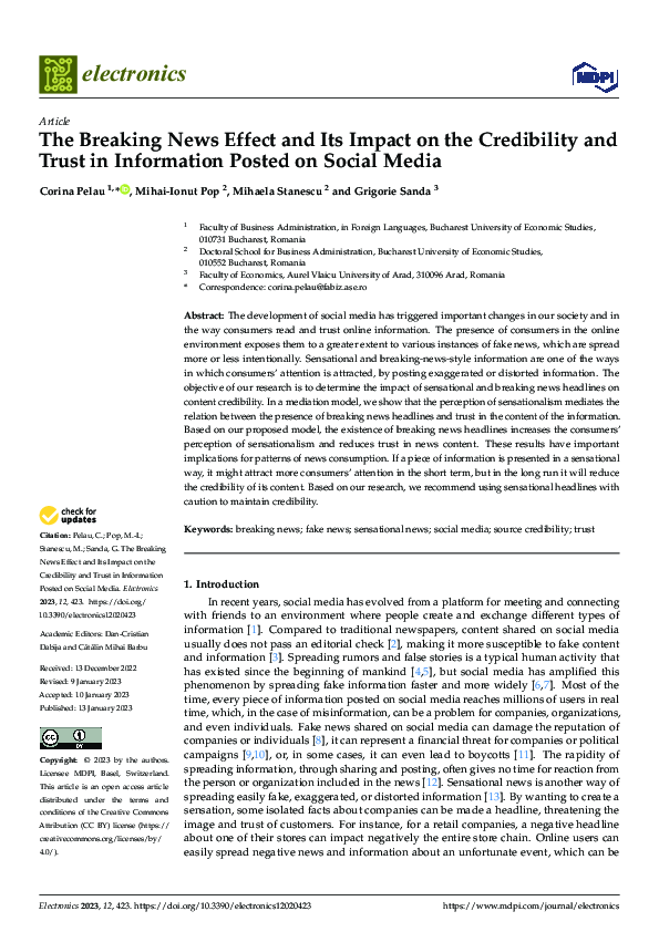 (PDF) The Breaking News Effect and Its Impact on the Credibility and ...