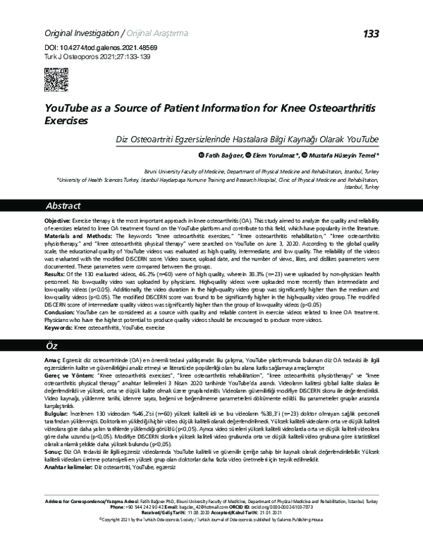  pdf youtube as a source of patient information for knee