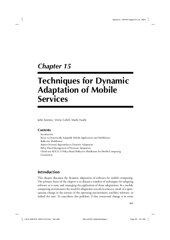 (PDF) Techniques for Dynamic Adaptation of Mobile Services