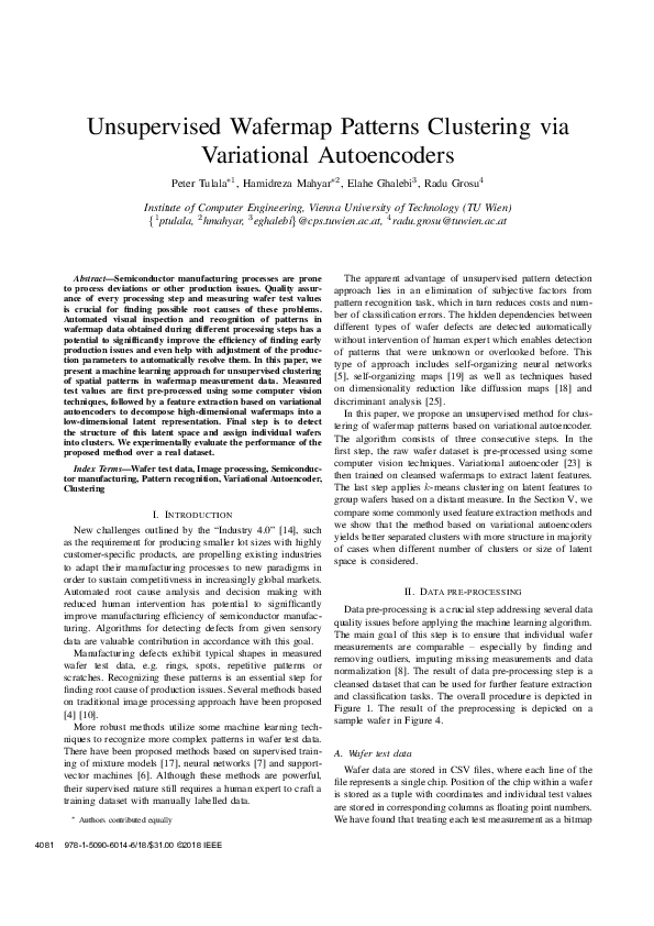 (PDF) Unsupervised Wafermap Patterns Clustering via Variational ...