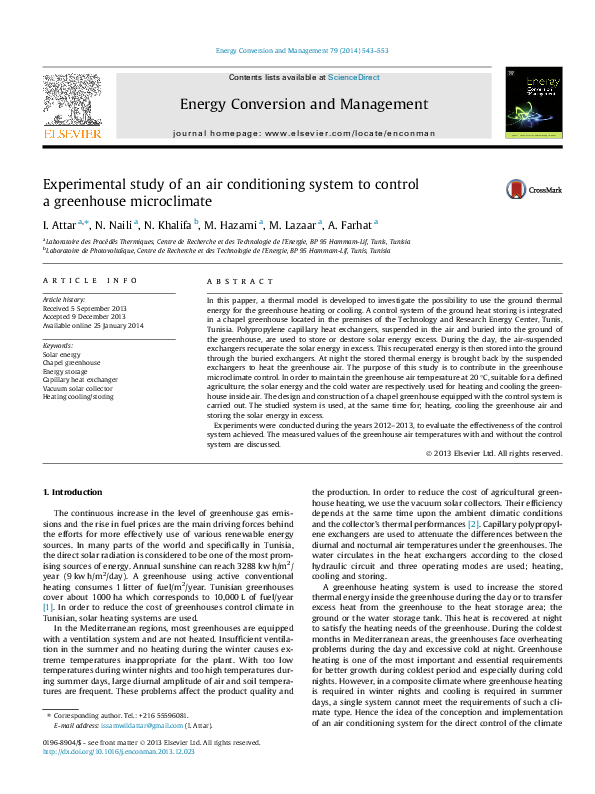 (PDF) Experimental study of an air conditioning system to control a ...