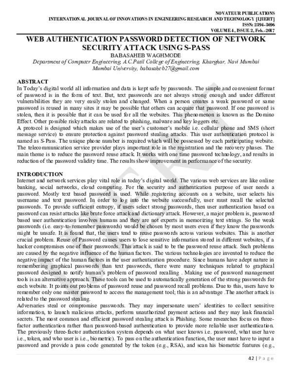 (PDF) Web Authentication Password Detection Of Network Security Attack ...