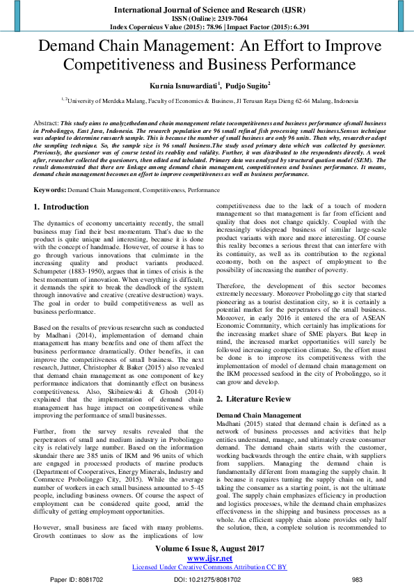 (PDF) Demand Chain Management: An Effort to Improve Competitiveness and ...