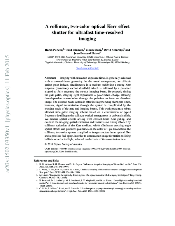 (PDF) Collinear, two-color optical Kerr effect shutter for ultrafast ...