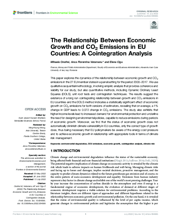 (PDF) The Relationship Between Economic Growth and CO2 Emissions in EU ...