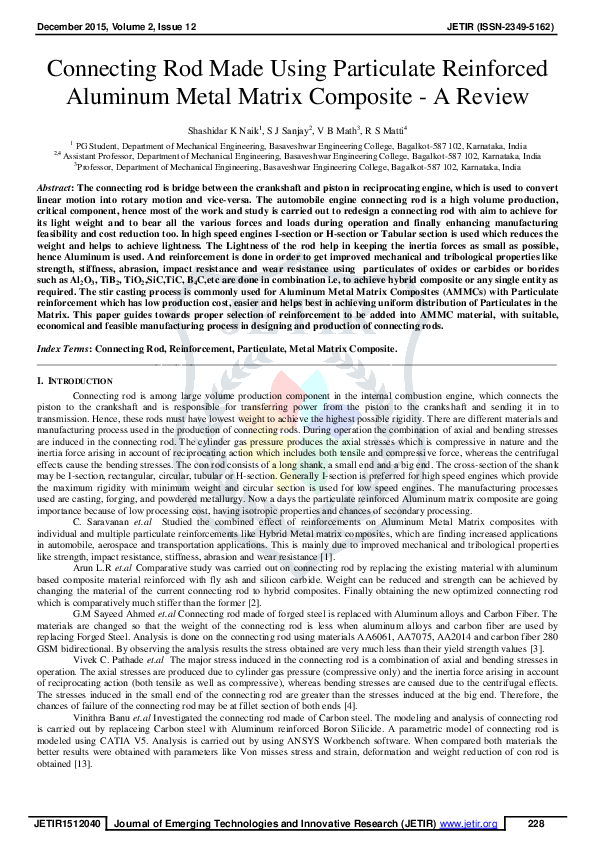 (PDF) Connecting Rod Made Using Particulate Reinforced Aluminum Metal ...