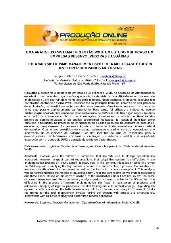 (PDF) Uma análise do sistema de gestão wms: um estudo multicaso em ...
