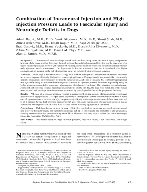 (PDF) Combination of intraneural injection and high injection pressure ...