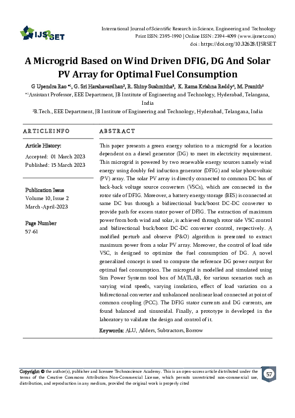 (PDF) A Microgrid Based on Wind Driven DFIG, DG And Solar PV Array for ...