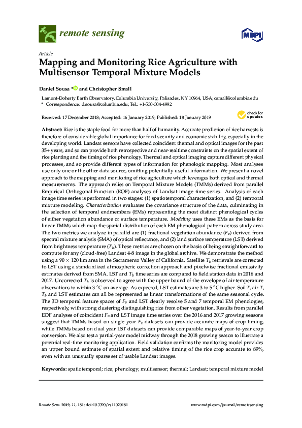 (PDF) Mapping and Monitoring Rice Agriculture with Multisensor Temporal ...