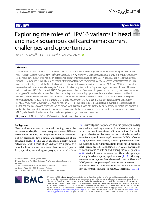 (PDF) Exploring the roles of HPV16 variants in head and neck squamous ...