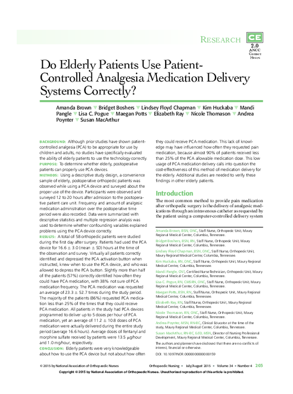 (PDF) Do Elderly Patients Use Patient-Controlled Analgesia Medication ...