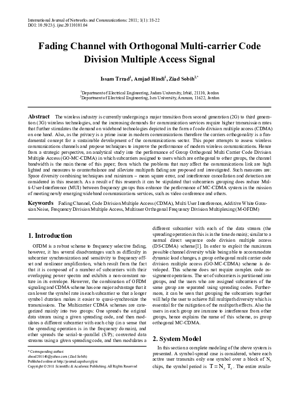 (PDF) Fading Channel with Orthogonal Multicarrier Code Division