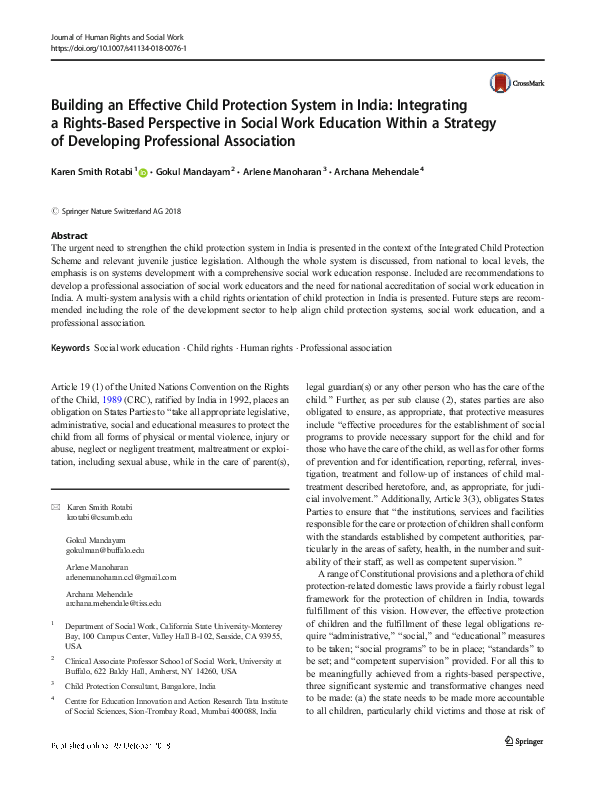(PDF) Building an Effective Child Protection System in India ...