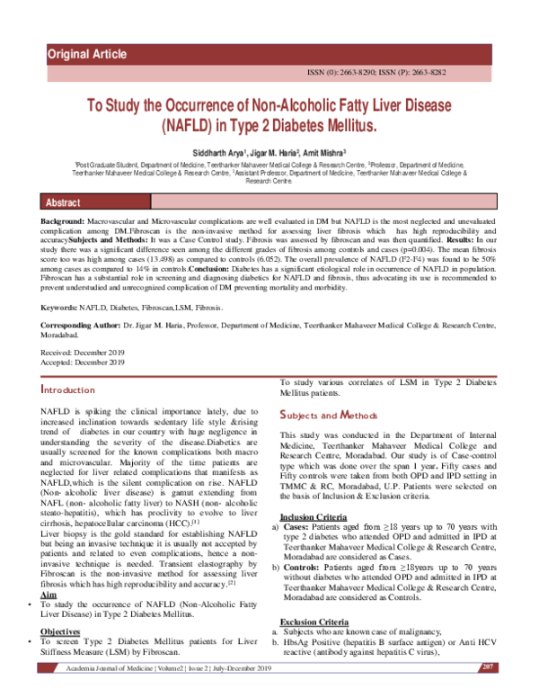 (PDF) To Study the Occurrence of Non-Alcoholic Fatty Liver Disease ...