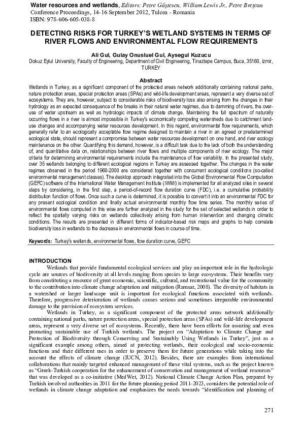 (PDF) Detecting Risks for Turkey’s Wetland Systems in Terms of River ...