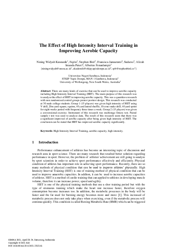 (PDF) The Effect of High Intensity Interval Training in Improving ...