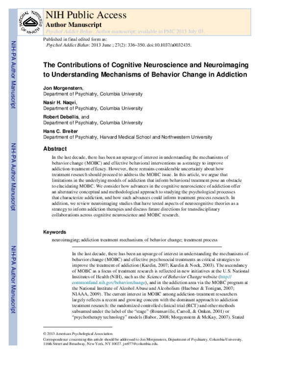 (PDF) The contributions of cognitive neuroscience and neuroimaging to ...