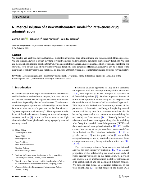 (PDF) Numerical solution of a new mathematical model for intravenous ...
