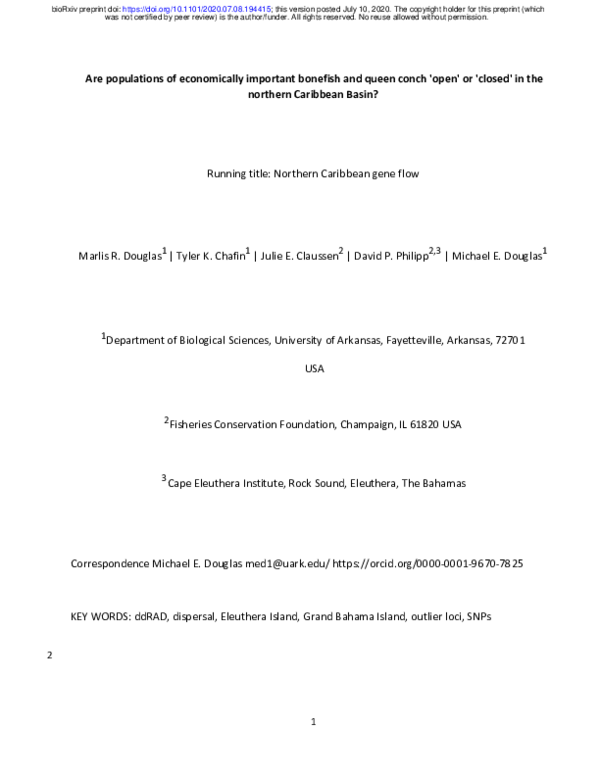 (PDF) Are populations of economically important bonefish and queen ...