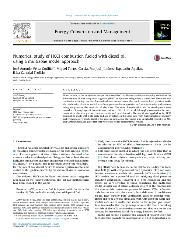 (PDF) Numerical study of HCCI combustion fueled with diesel oil using a ...