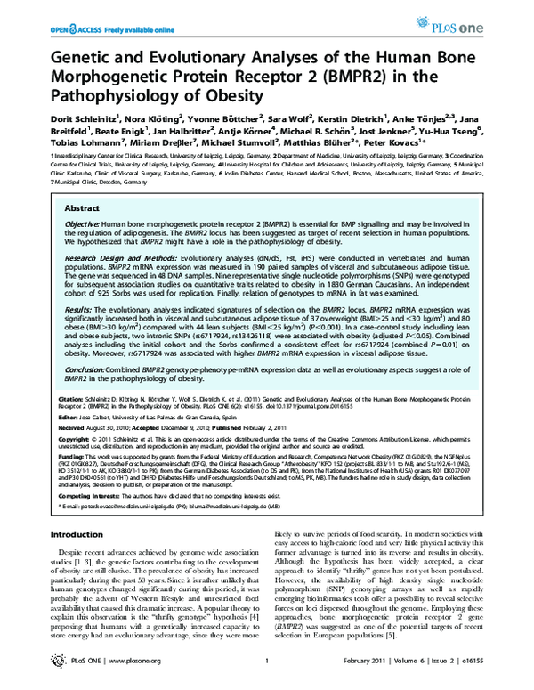 (PDF) Genetic and evolutionary analyses of the human bone morphogenetic ...