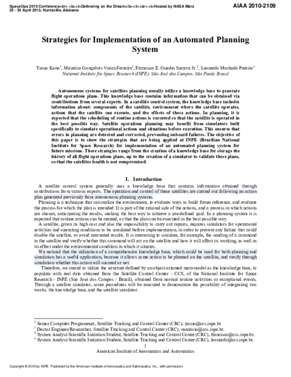 (PDF) Strategies for Implementation of an Automated Planning System ...