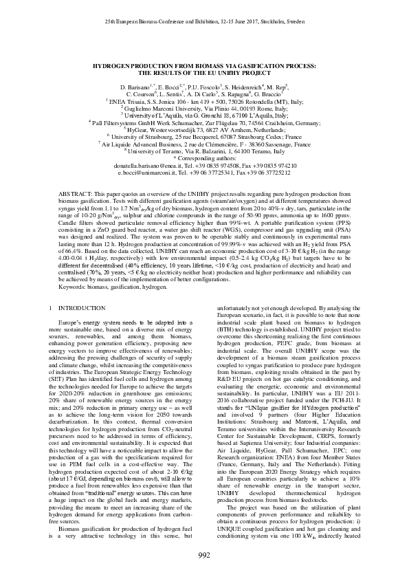 (PDF) Hydrogen production from biomass via gasification process: The ...