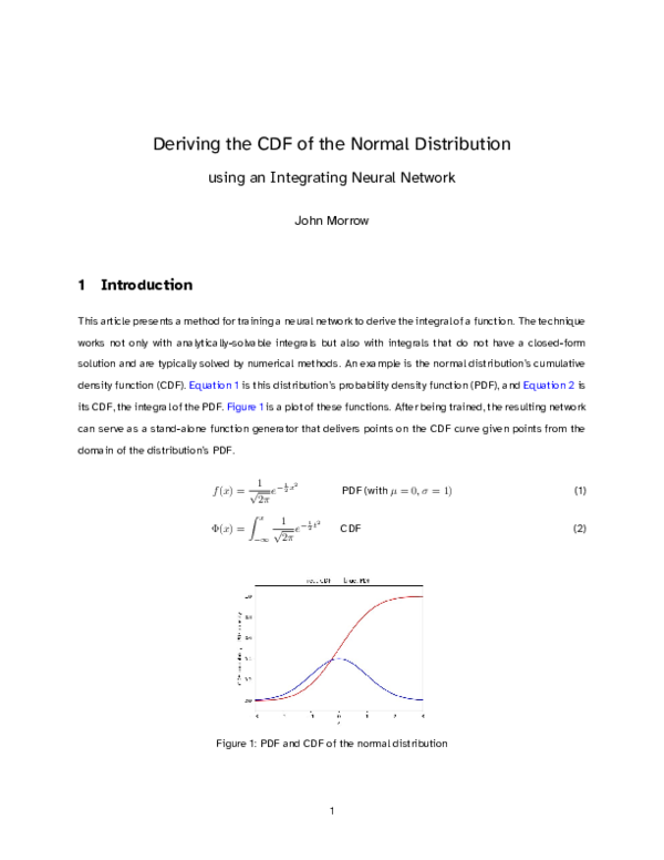 (PDF) Deriving the CDF of the Normal Distribution using an Integrating ...