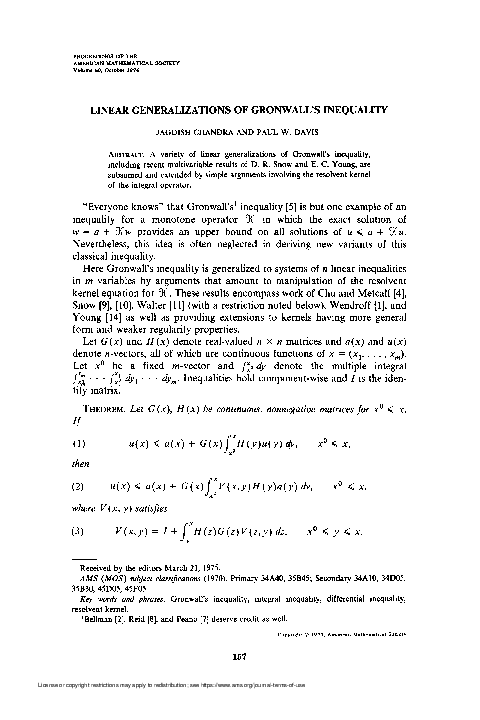 (PDF) Linear generalizations of Gronwall’s inequality