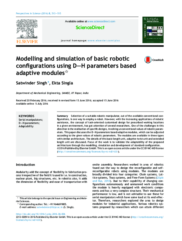 (PDF) Modelling and Simulation of Basic Robotic Configurations using D ...