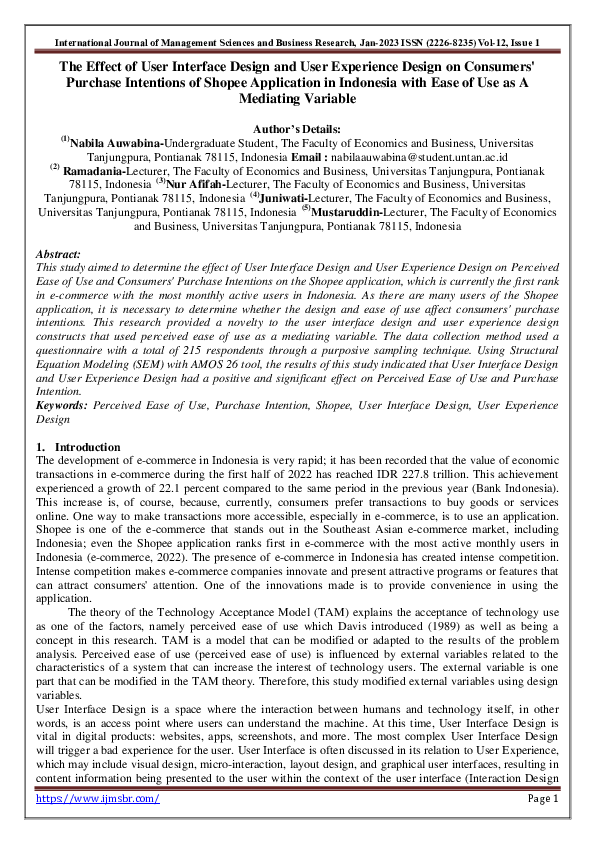 (PDF) The Effect of User Interface Design and User Experience Design on ...
