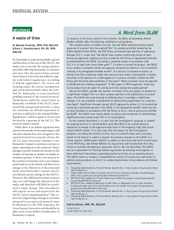 (PDF) Response to Protocol Review Scenario: A waste of time