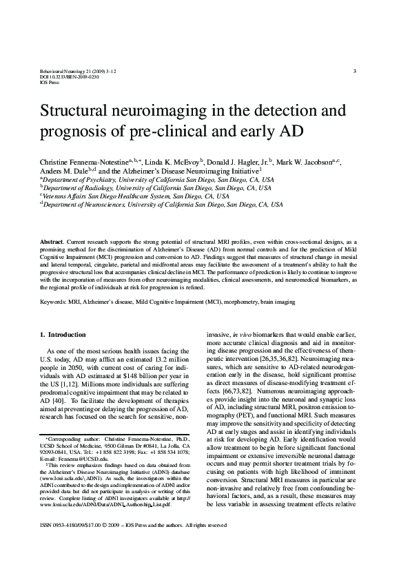 (PDF) Structural Neuroimaging in the Detection and Prognosis of Pre ...