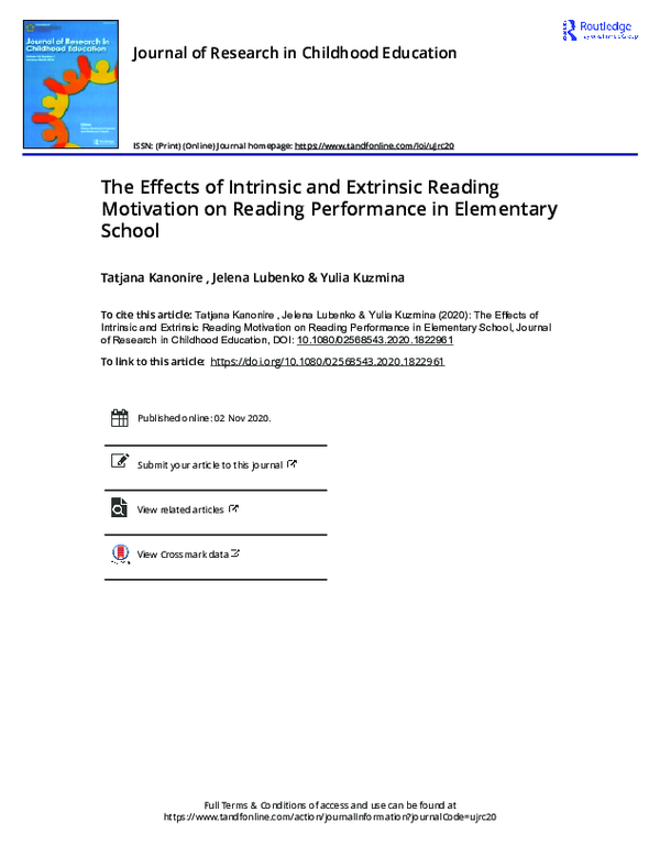 (PDF) The Effects of Intrinsic and Extrinsic Reading Motivation on ...