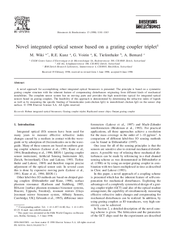 (PDF) Novel integrated optical sensor based on a grating coupler triplet1This paper was