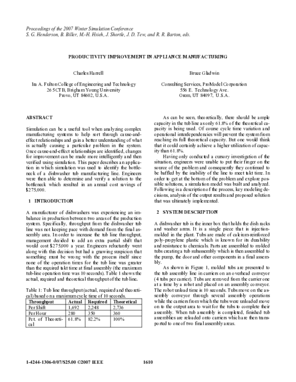 (PDF) Productivity improvement in appliance manufacturing Charles