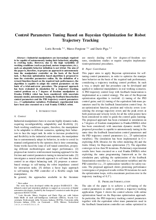 (PDF) Control Parameters Tuning Based on Bayesian Optimization for ...