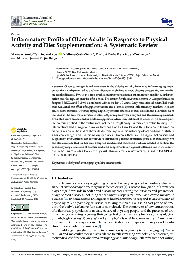 (PDF) Inflammatory Profile of Older Adults in Response to Physical ...