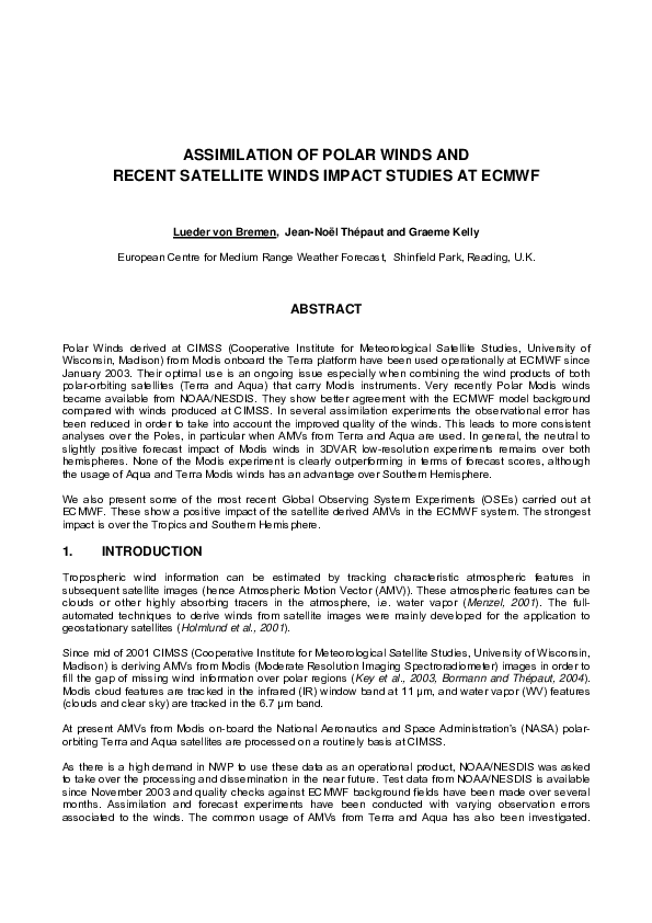 (PDF) Assimilation of polar winds and recent satellite winds impact ...