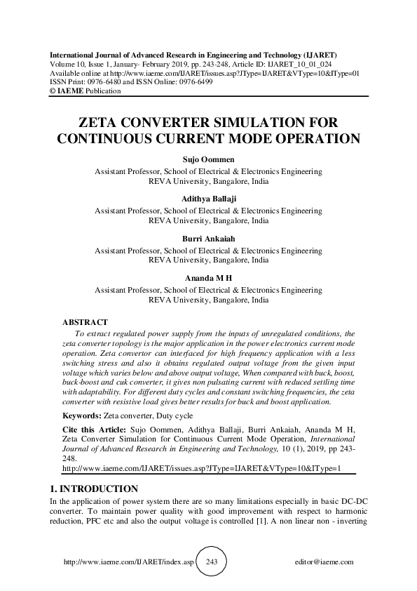 (PDF) Zeta Converter Simulation for Continuous Current Mode Operation